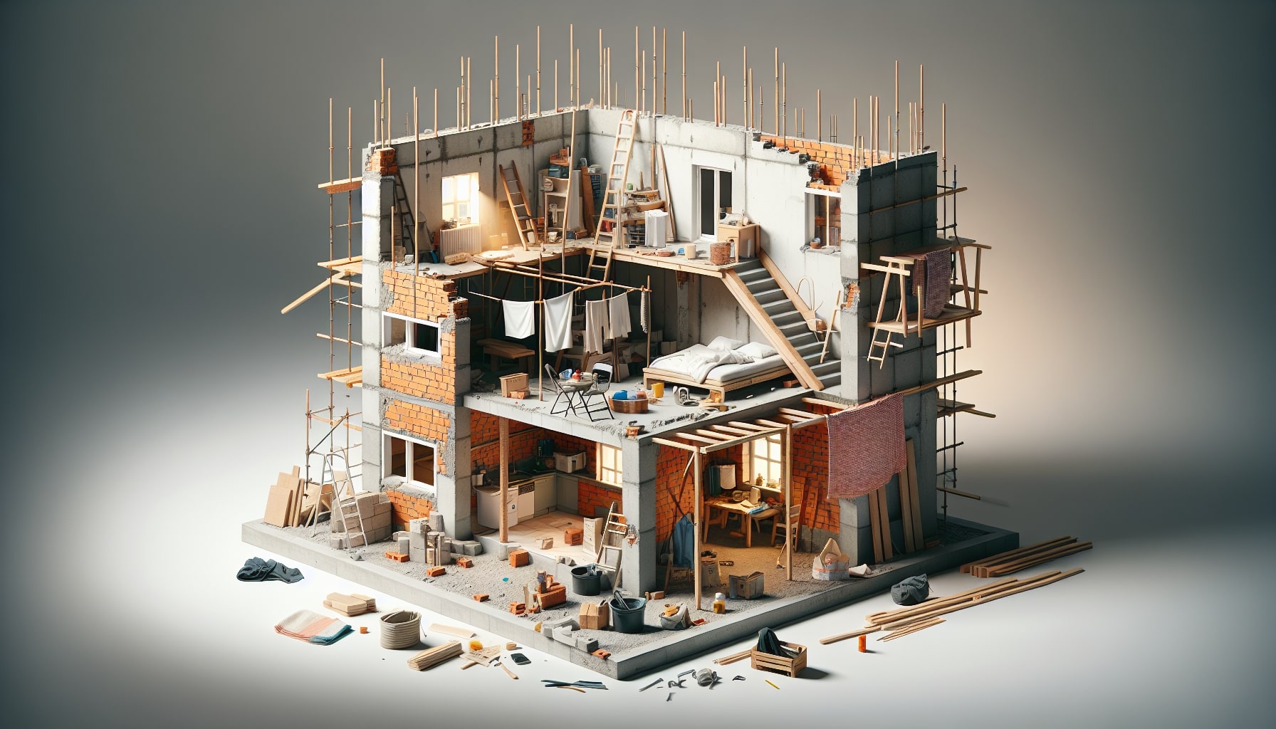 vivre dans une maison en construction