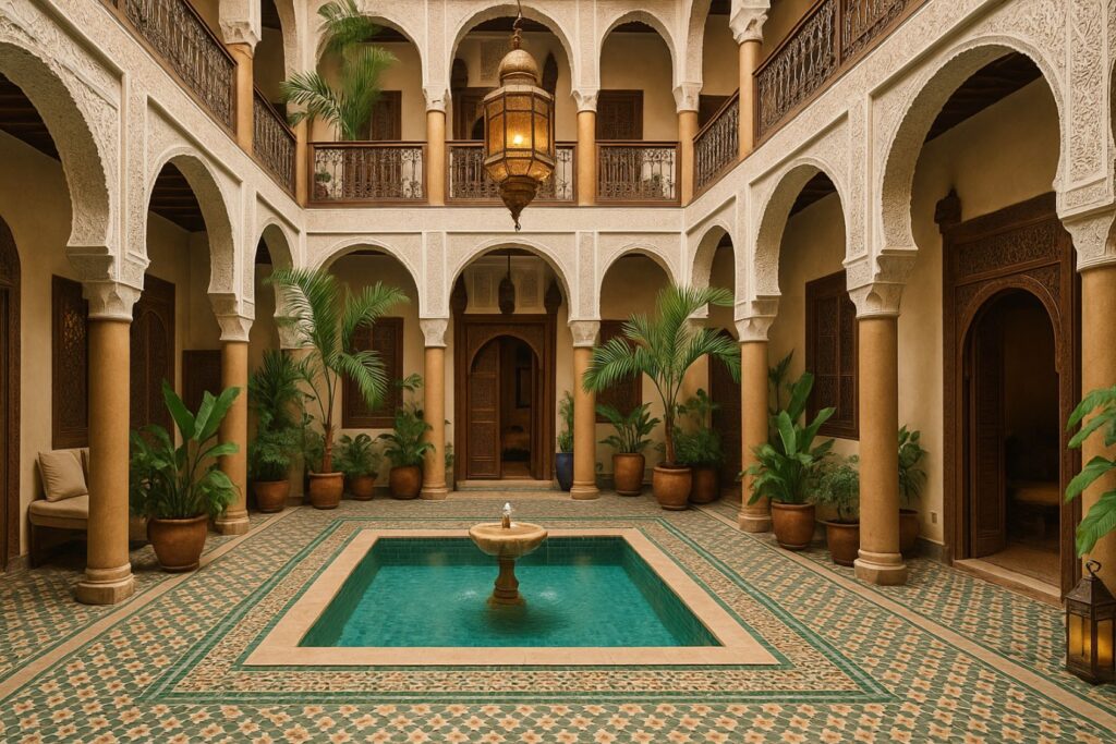 intérieur d'un jardin de riad