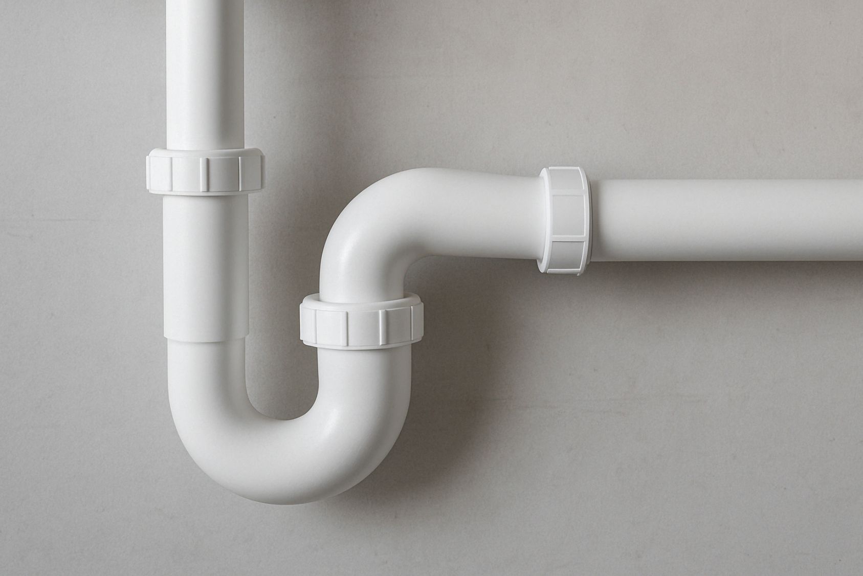 siphon blanc de tuyau en plomberie