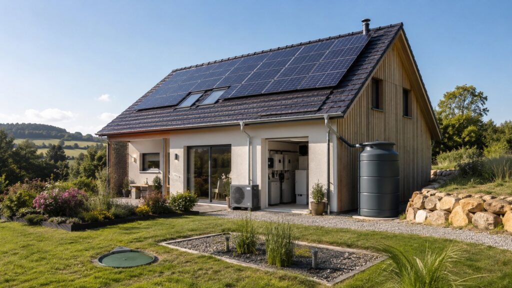 Scène réaliste liée à Maison autonome : faisabilité, coûts et règles en France