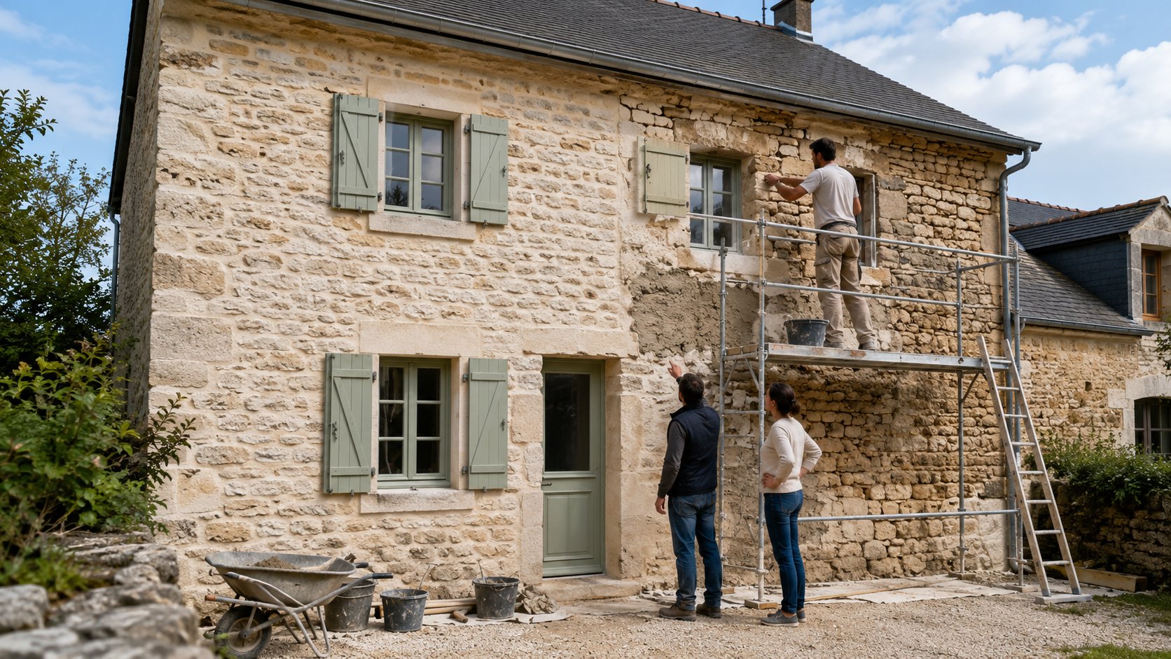 Scène réaliste liée à Maison en pierre : réussir une rénovation sans l’abîmer