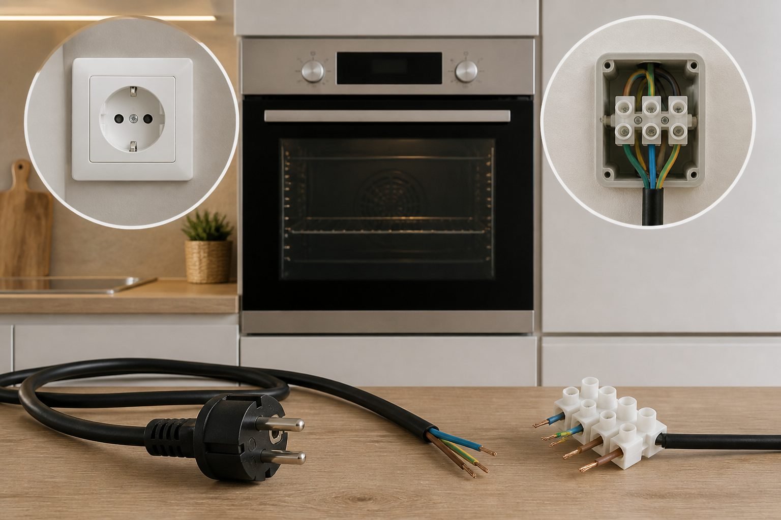Illustration de Four électrique : prise ou domino ?